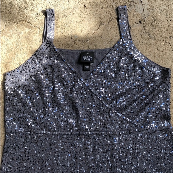 Eileen Fisher sequin Knit Silk Party dress S - Picture 4 of 9